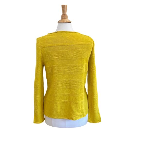 Marc O'Polo Yellow Cotton Linen Slub Knit Long Sleeve Sweater, Size L - Picture 4 of 13